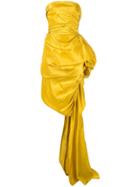 Oscar De La Renta Asymmetric Gathered Side Gown - Yellow