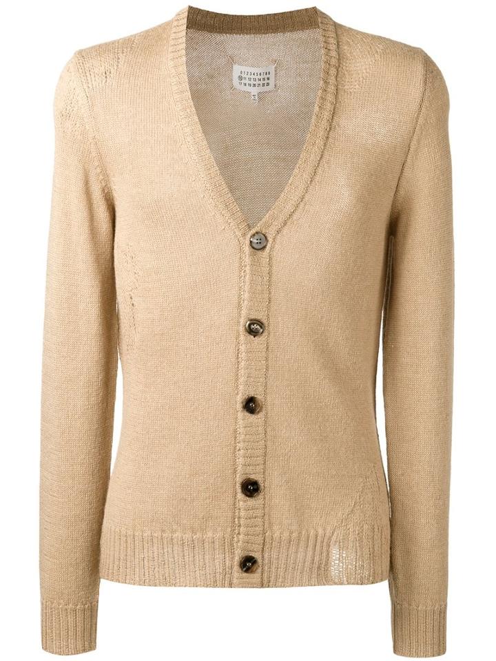 Maison Margiela V-neck Cardigan, Men's, Size: Large, Nude/neutrals, Cotton/mohair