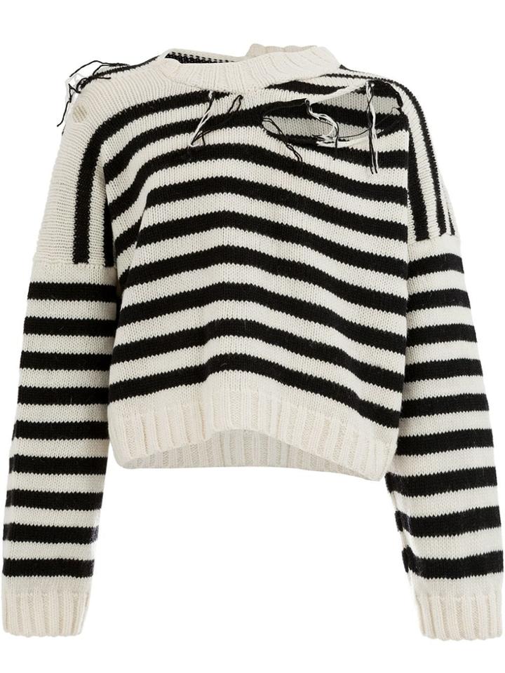 Charles Jeffrey Loverboy Stripe Distressed Sweater - Black