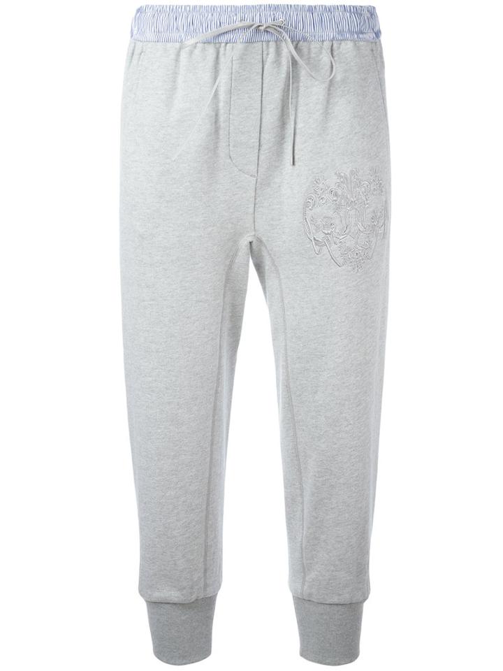 Floral Embroidered Track Pants - Women - Cotton - L, Grey, Cotton, 3.1 Phillip Lim