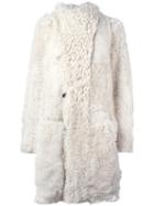 Philosophy Di Lorenzo Serafini Zip Up Coat, Women's, Size: 40, White, Sheep Skin/shearling