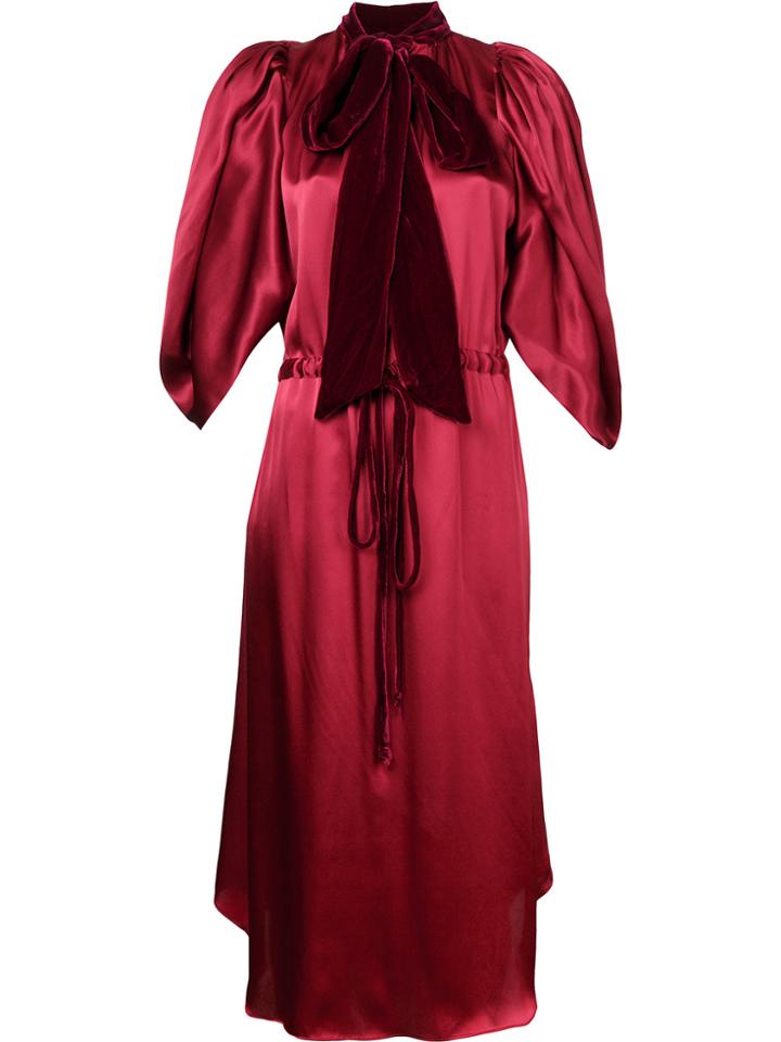 Romance Was Born Billowing Silk Dress - Red