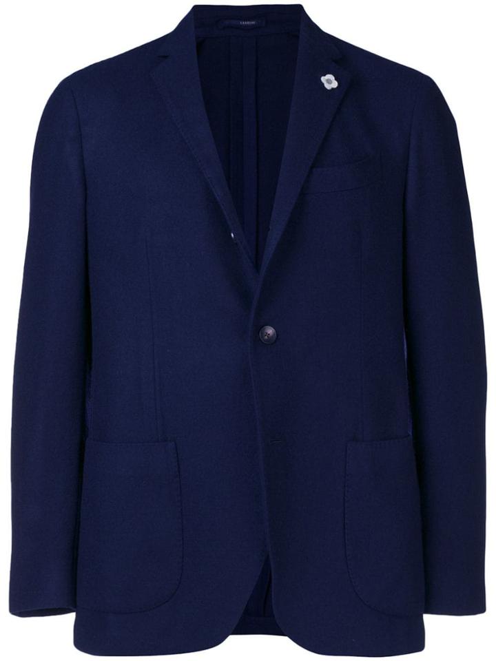 Lardini Cashmere Single Breasted Blazer - Blue