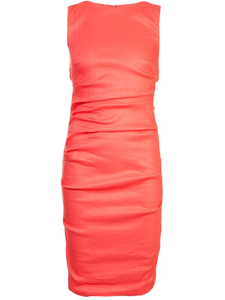 Nicole Miller Fitted Ruched Dress - Yellow & Orange