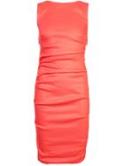 Nicole Miller Fitted Ruched Dress - Yellow & Orange