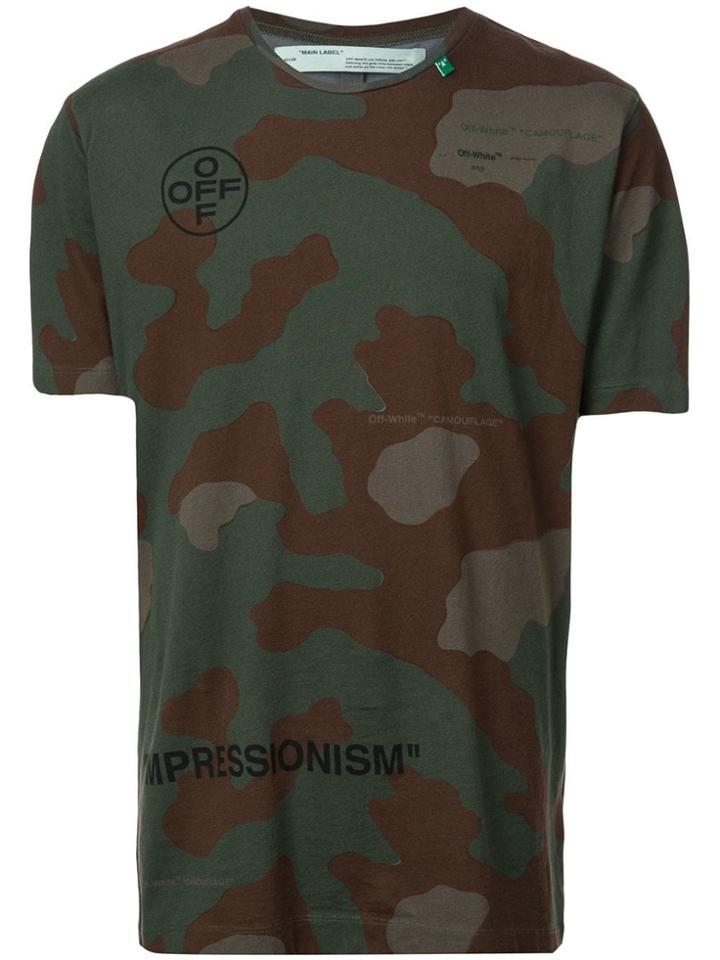 Off-white Camouflage Logo Print T-shirt - Green