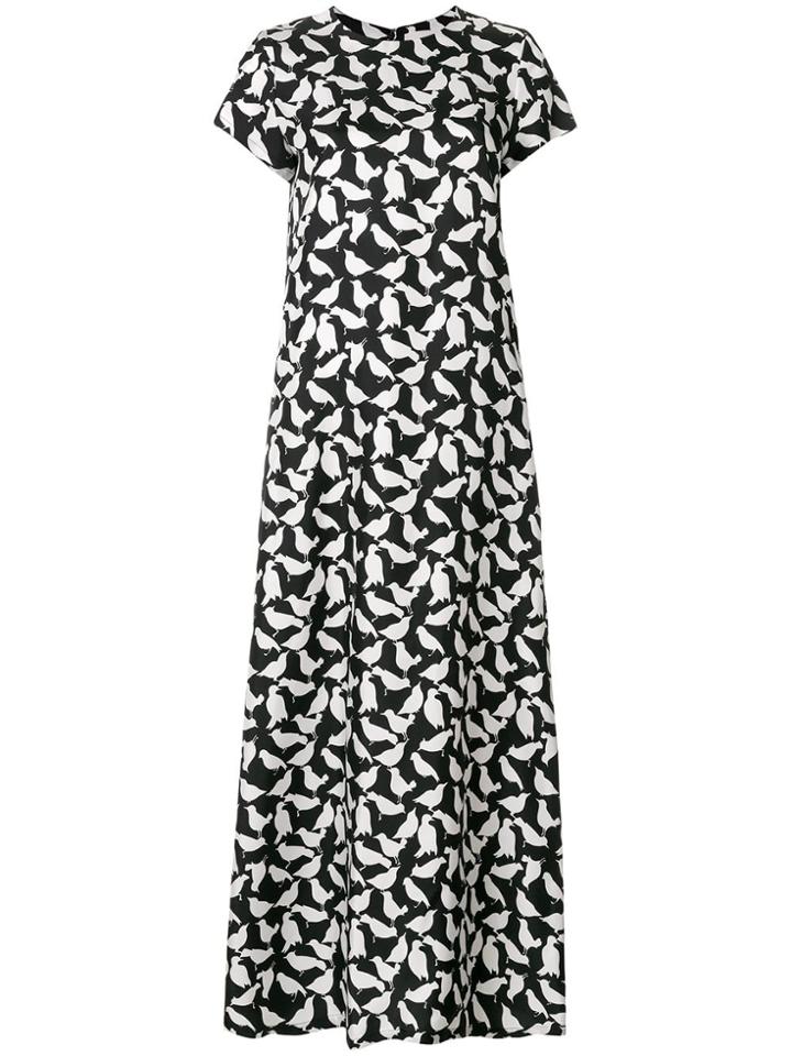 La Doublej Bird Print Dress - Black