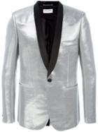 Saint Laurent Iconic Le Smoking Jacket, Men's, Size: 48, Grey, Cotton/acetate/lurex/silk