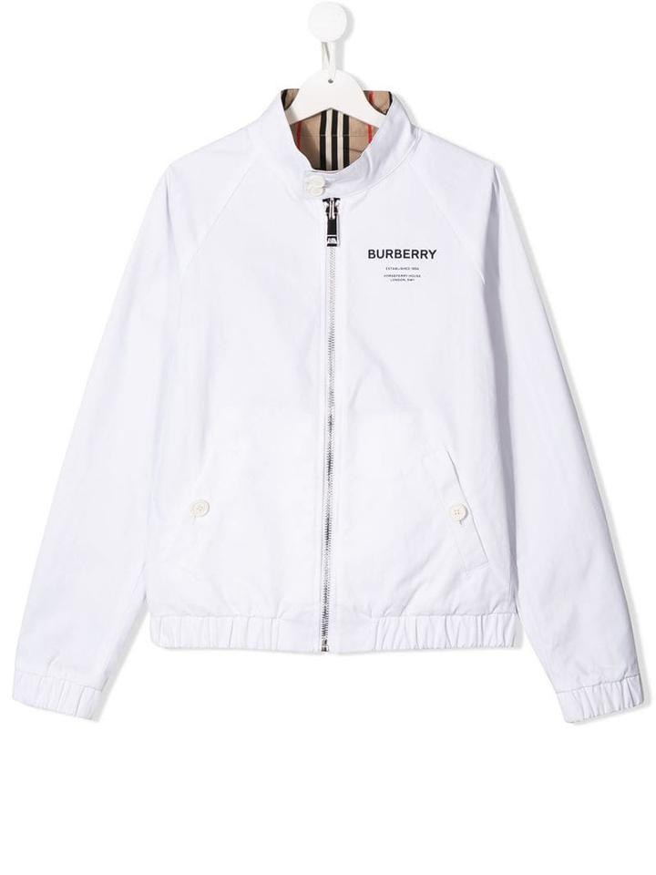 Burberry Kids Teen Reversible Icon Stripe Cotton Harrington Jacket -
