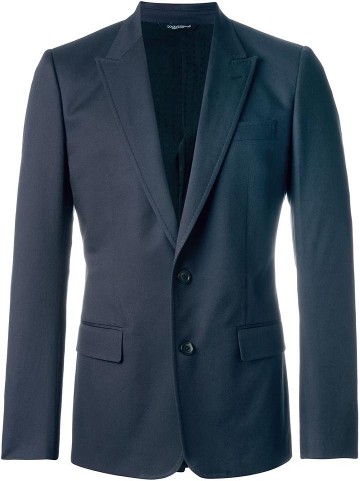 Dolce & Gabbana Formal Blazer, Men's, Size: 48, Blue, Cotton/silk/polyester/polyester