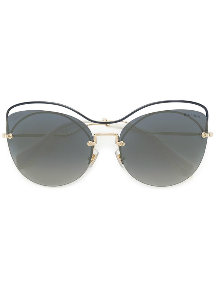 Miu Miu Eyewear Oversized Embellished Sunglasses - Metallic
