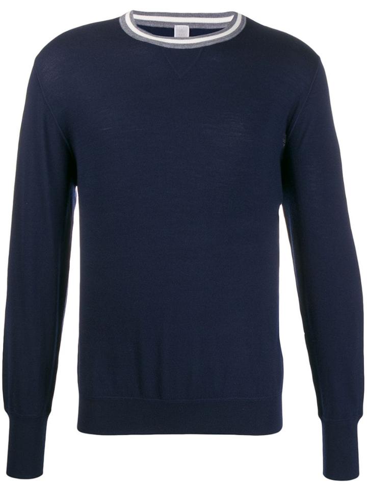 Eleventy Striped Crew Neck Jumper - Blue