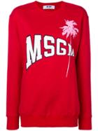 Msgm Printed Logo Sweater - Red