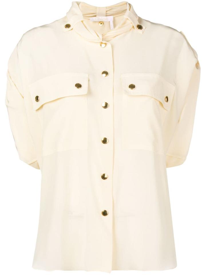 Chloé Draped Shirt With Gold Buttons - Neutrals