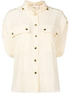 Chloé Draped Shirt With Gold Buttons - Neutrals