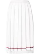 Thom Browne Tipping Stripe Long Pleated Skirt - White