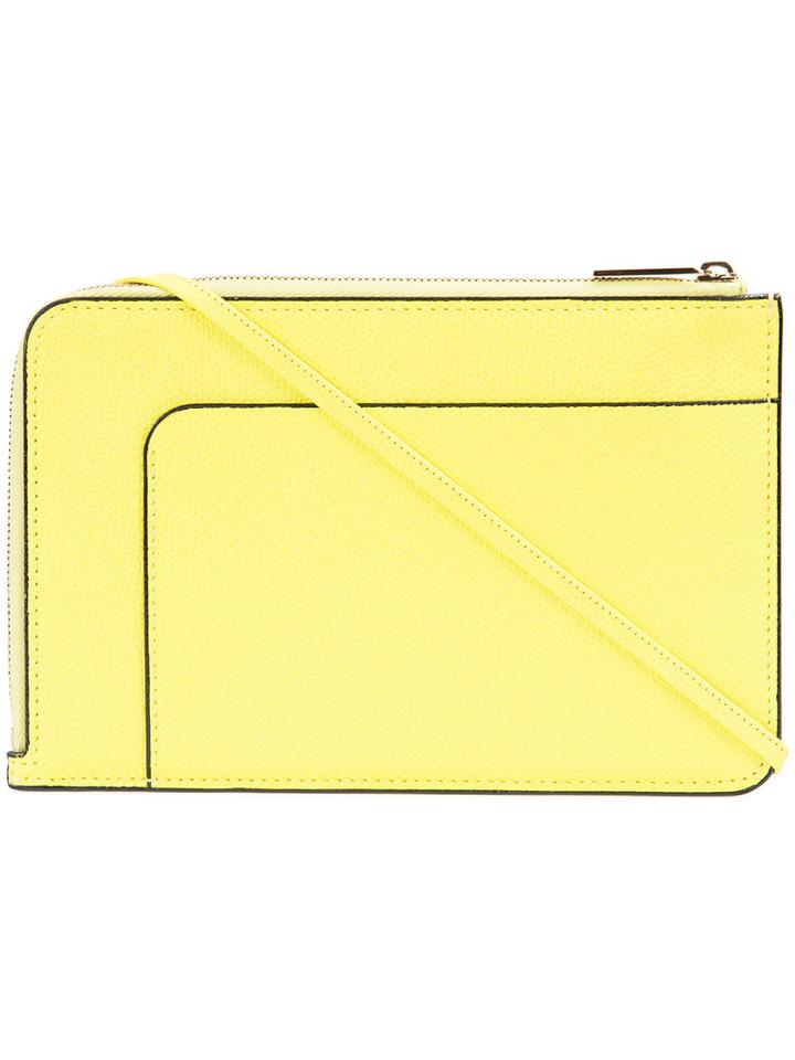 Valextra Neon Zipped Crossbody Bag, Women's, Yellow, Leather