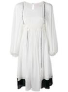 Chloé Layered Frill Dress, Women's, Size: 38, White, Silk/cotton/polyester