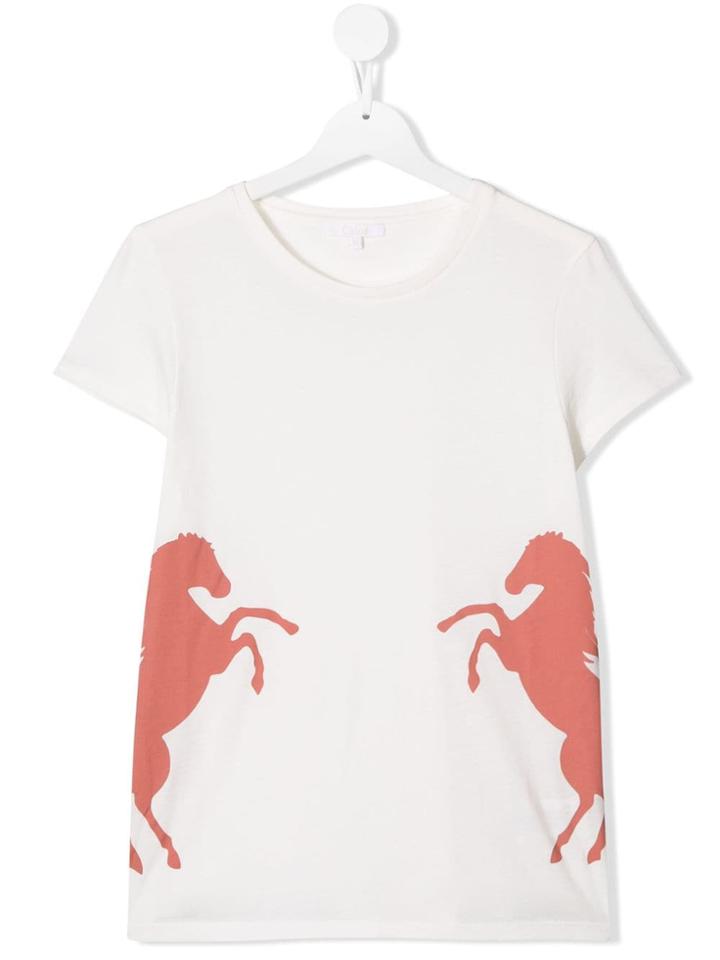 Chloé Kids Teen Horses Print T-shirt - White
