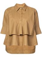 Carven Cropped Poplin Shirt - Brown