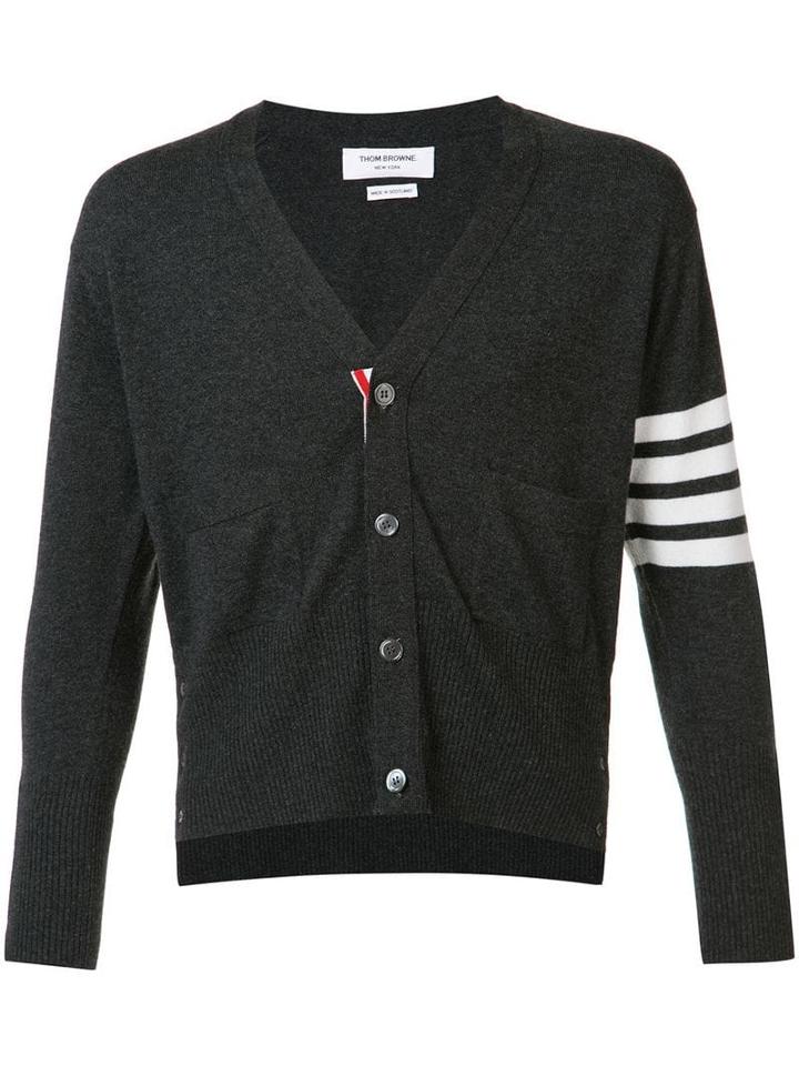 Thom Browne 4-bar Short Cashmere Cardigan - Grey