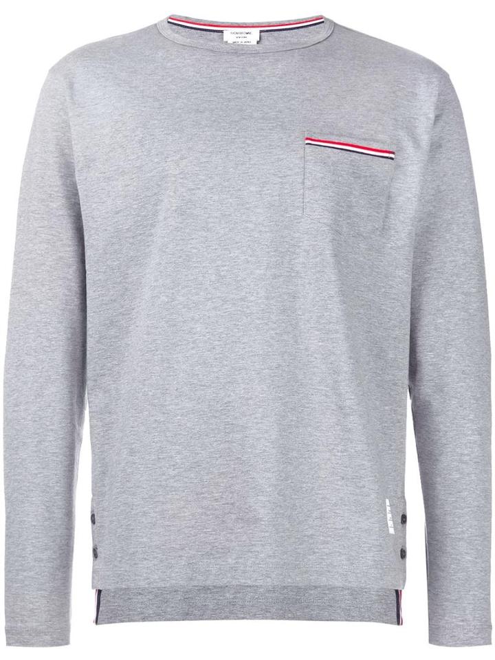 Thom Browne Patch Pocket T-shirt, Men's, Size: 1, Grey, Cotton
