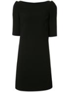 Saint Laurent Puff Shoulder Shift Dress, Women's, Size: 40, Black, Silk/acetate/viscose