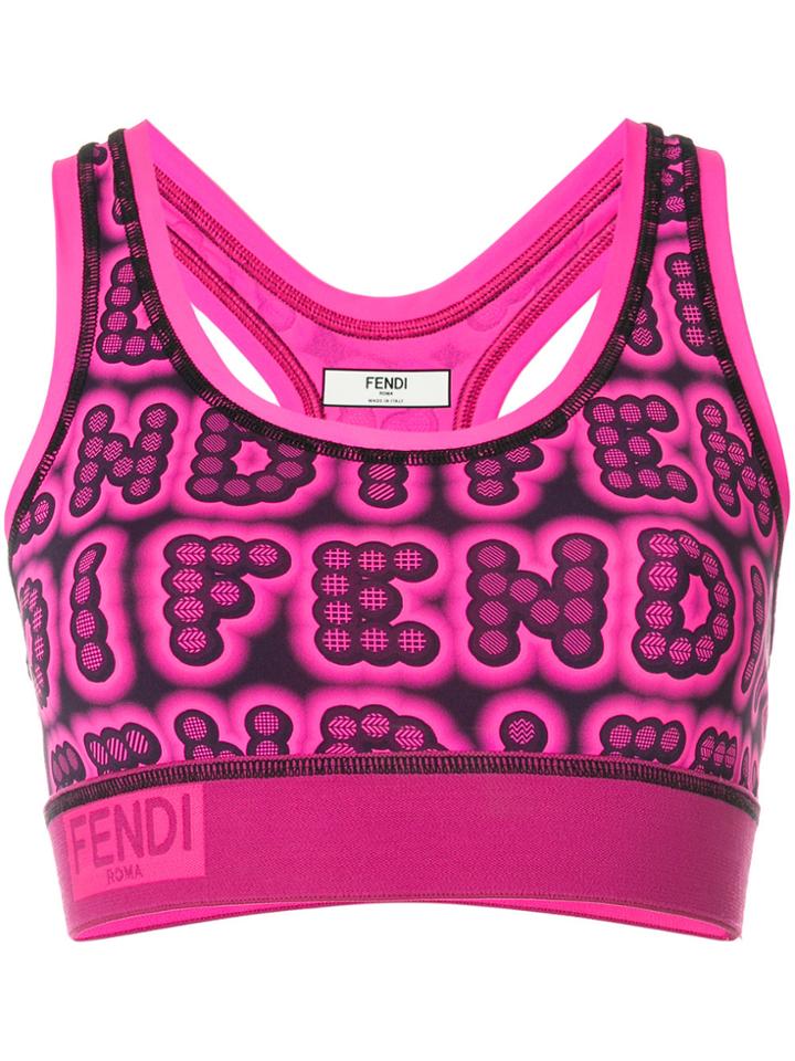 Fendi Cropped Printed Tank Top - Pink & Purple