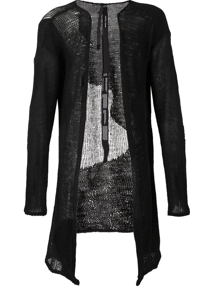 Barbara I Gongini Open Cardigan, Adult Unisex, Black, Wool