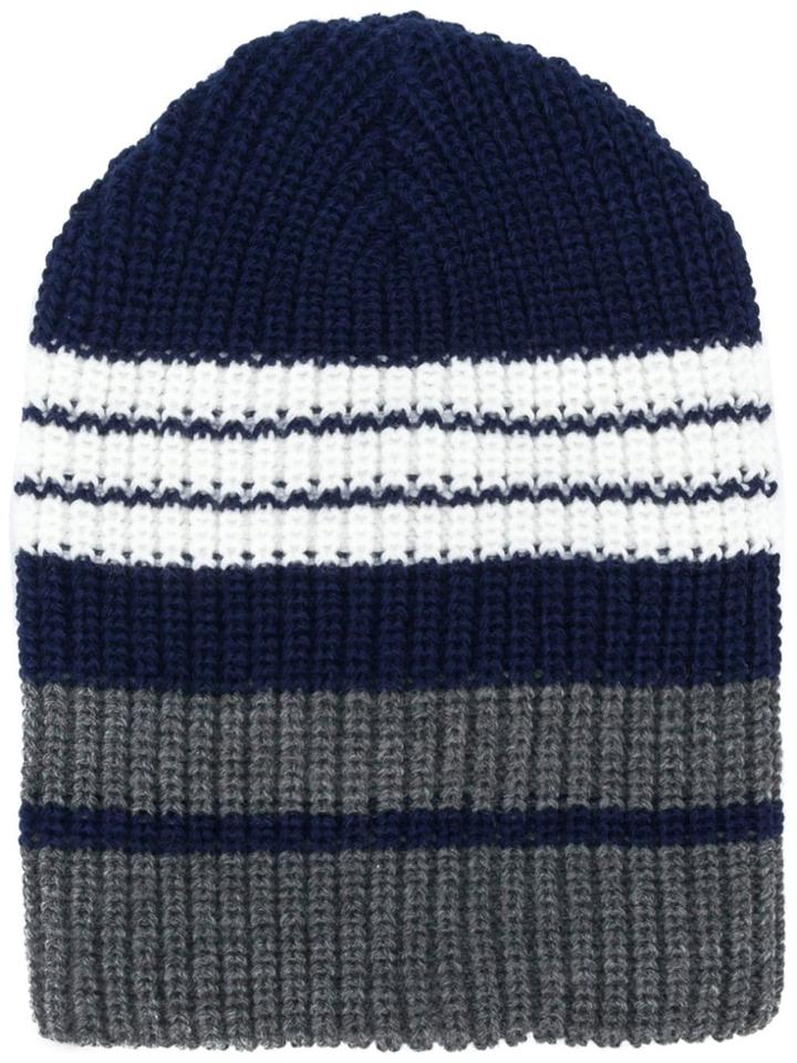 Altea Colour-block Ribbed Beanie Hat - Blue