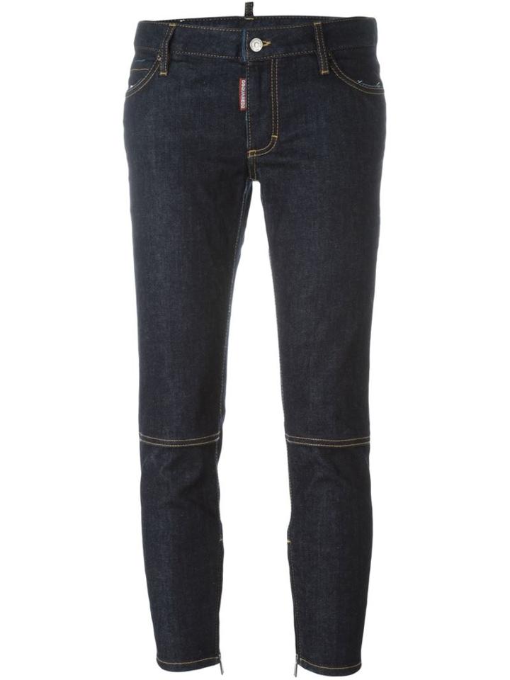 Dsquared2 'skinny' Medium Waist Cropped Jeans, Women's, Size: 36, Blue, Cotton/spandex/elastane/polyester