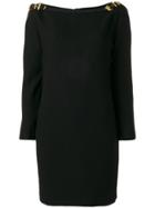 Versace Vintage Buckled Boat Neck Dress - Black