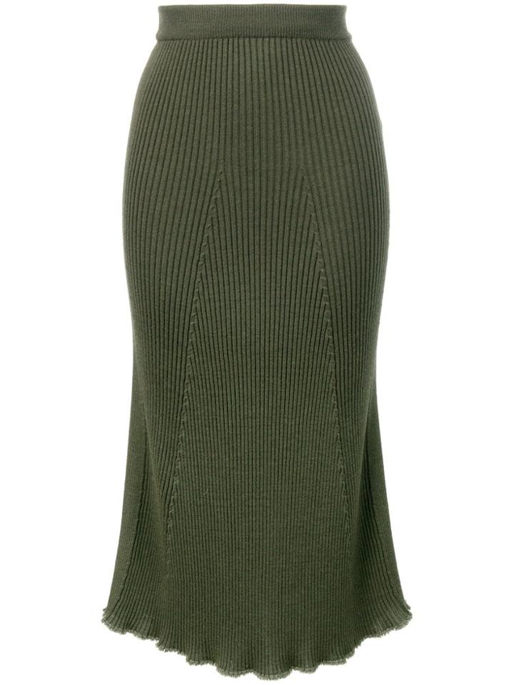 Sonia Rykiel Ribbed Midi Skirt - Green