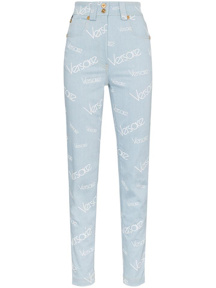 Versace Light Blue All Over Print Jeans