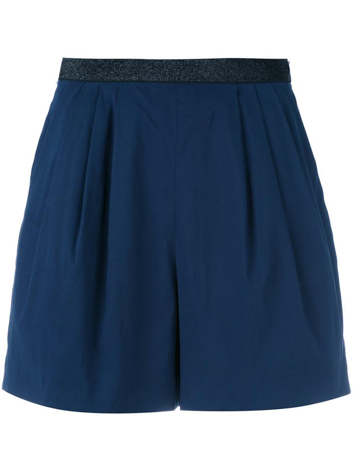 Sonia By Sonia Rykiel - Contrast Waistband Shorts - Women - Cotton/spandex/elastane/cupro/viscose - 42, Blue, Cotton/spandex/elastane/cupro/viscose