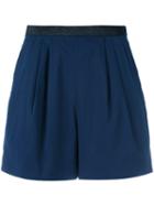 Sonia By Sonia Rykiel - Contrast Waistband Shorts - Women - Cotton/spandex/elastane/cupro/viscose - 42, Blue, Cotton/spandex/elastane/cupro/viscose