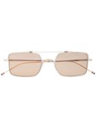Thom Browne Eyewear Square Aviator Sunglasses - Silver