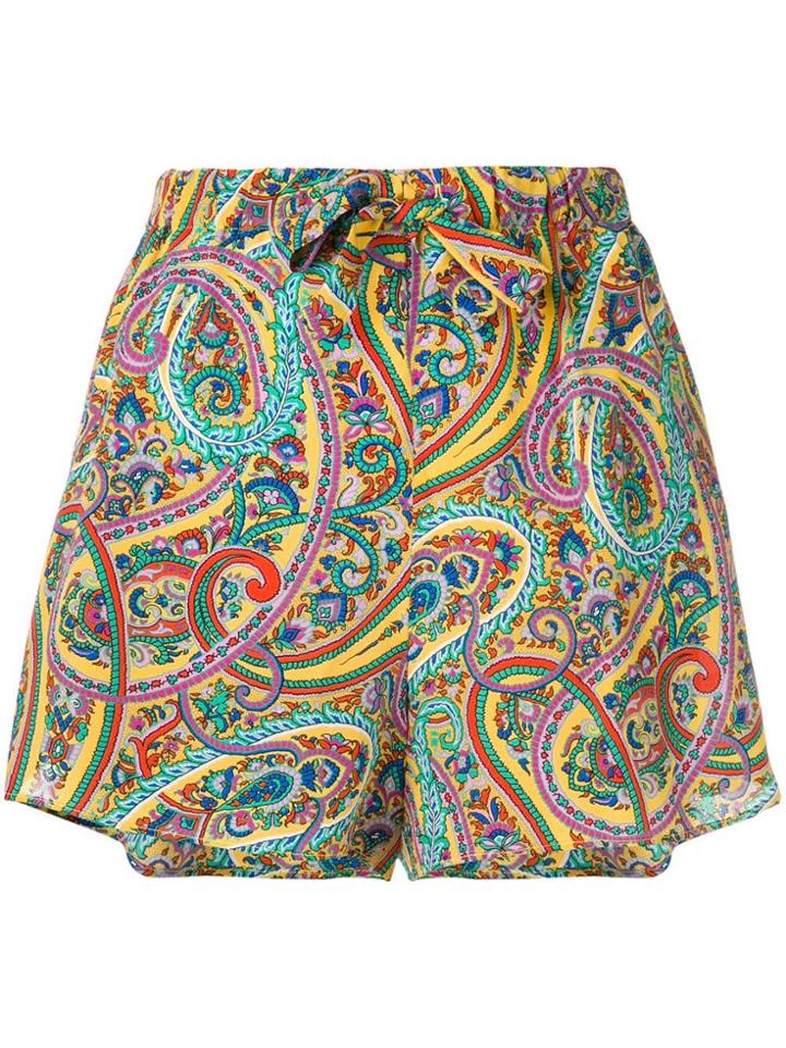 Etro Paisley Print Short-shorts - Yellow