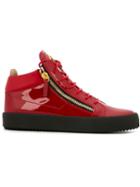 Giuseppe Zanotti Design Kriss Hi-top Sneakers, Men's, Size: 42.5, Red, Leather/patent Leather/rubber