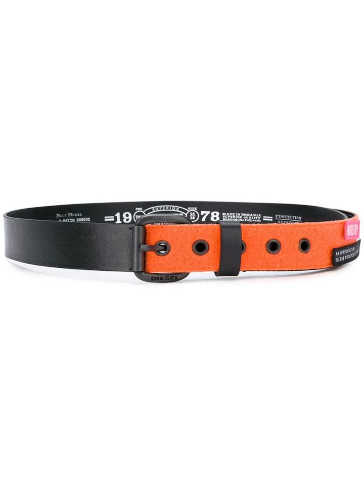 Diesel Logo Patchwork Belt - Black