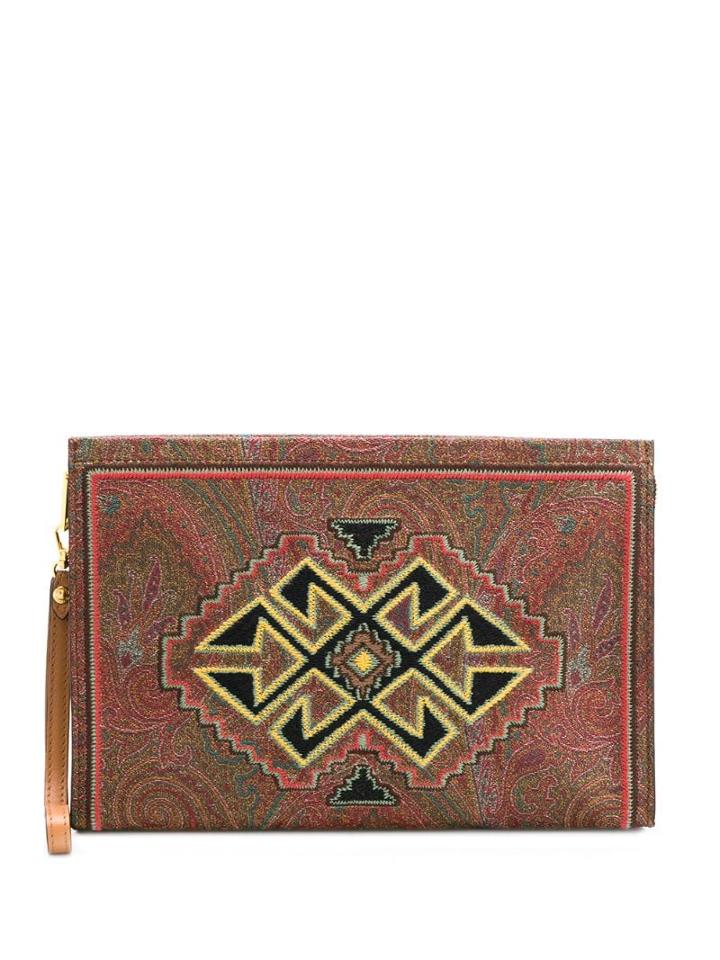 Etro Paisley Geo Print Clutch - Red