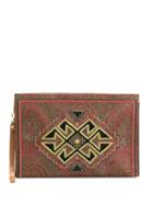 Etro Paisley Geo Print Clutch - Red