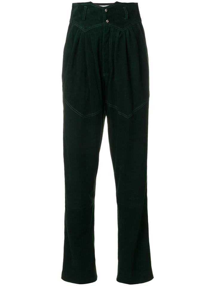 Situationist Tapered Suede Trousers - Green