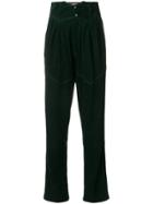 Situationist Tapered Suede Trousers - Green