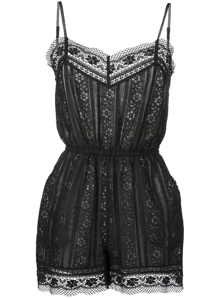 Goen.j Lace Panel Playsuit - Black