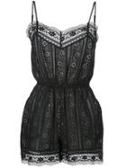 Goen.j Lace Panel Playsuit - Black