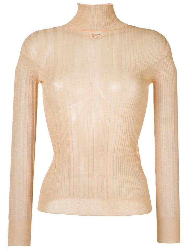 Courrèges Knitted Turtleneck Top - Neutrals