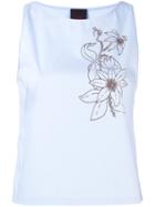 Eggs Floral Detail Top, Women's, Size: 40, Blue, Cotton/polyamide/spandex/elastane