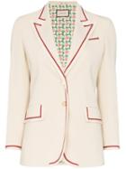 Gucci Single-breasted Piped Blazer - White