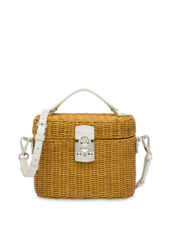 Miu Miu Wicker Shoulder Bag - Brown